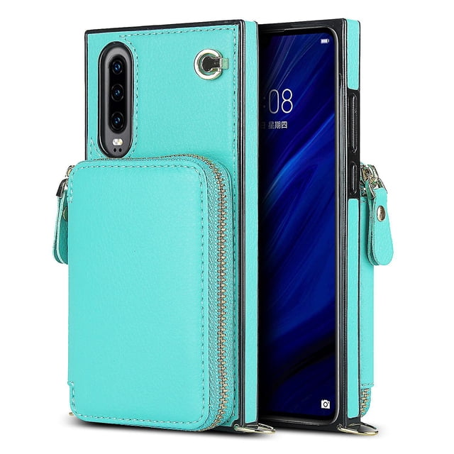 Funda tipo cartera para Huawei P30 con tarjetero y correa para el hombro para mujer