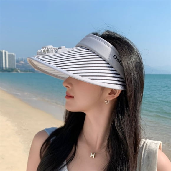 Roiihwy Fan Hat, Womens Visor, USB Rechargeable with 3 Speed, for Outdoor Fishing, Hiking Gardening, White