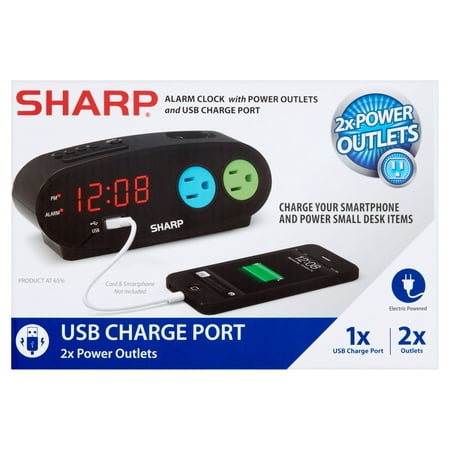 Sharp Alarm With Usb And Outlets Black Walmartcom