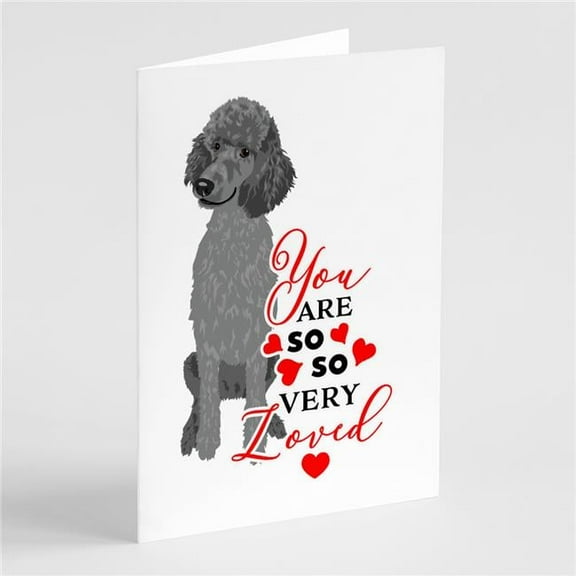 Poodle Standard Gray so Loved Greeting Cards and Envelopes Pack of 8 7 in x 5 in