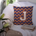 thumbnail image 3 of Letter J Chevron Blue and Orange #3 Fabric Decorative Pillow, 3 of 4