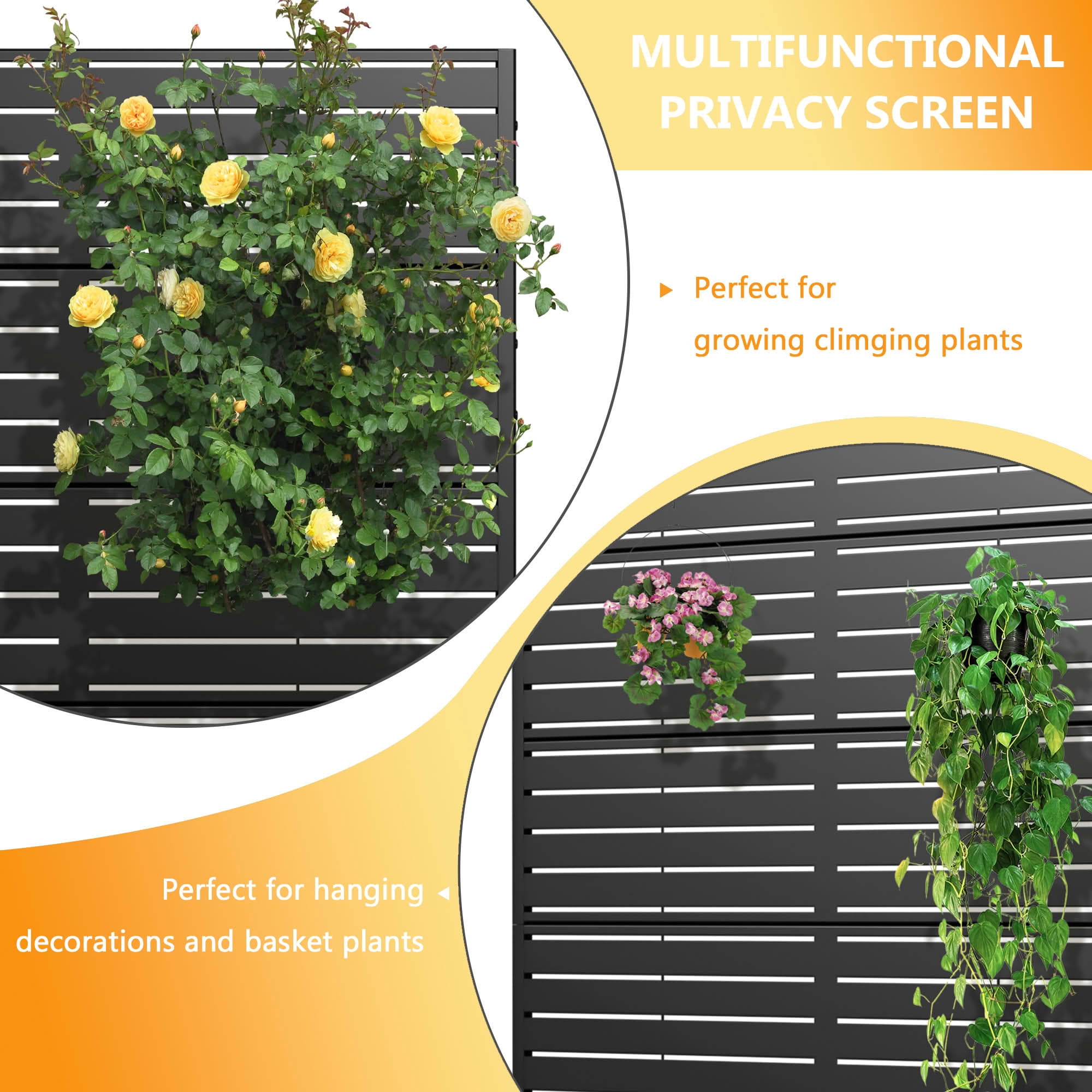 MAYEERTY Outdoor Metal Privacy Screen 6 × 4FT Black, 6-Panel Classic Louvered Design, Easy Install for Apartment Balcony