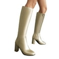 thumbnail image 5 of Xfvqtps Womens Fashion High Heel Knee High Boots with Side Zipper Pointed Toe Long Boots for Women Winter Stylish Dress Boots Gold, 5 of 5
