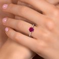 thumbnail image 4 of Gem Stone King 10K Two Tone Gold Red Created Ruby and Lab Grown Diamond Engagement Ring for Women | 1.75 Cttw | Round 7MM | Gemstone July Birthstone | Size 8, 4 of 6