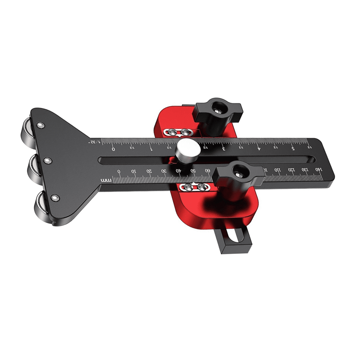 Thin Rip Table Saw Jig - 3 Pulleys Thin Rip Jig for Making Repetitive Narrow Strip Cuts, Table Saw Guide Fits,1 set * Thin Rip Table Saw Jig,Black & Red