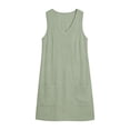 thumbnail image 7 of Ankola Womens Summer Cotton Linen V Neck Short Dress Sleeveless Mini Dress Casual Tank Dress Sundress with Pockets, 7 of 7