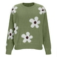 thumbnail image 5 of HOMBOM Womens Green Sweaters Pullover Warm Fall Knit Flower Xmas Long Sleeve Tops for Womens Crew Neck, 5 of 8