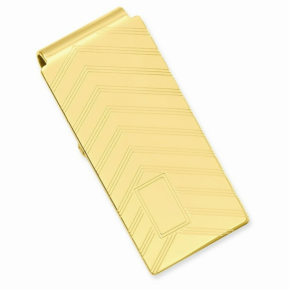 Gold-plated Kelly Waters Angles Engraveable Hinged Money Clip; for Adults and Teens; for Women and Men