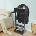 thumbnail image 4 of Suit Valet Stand Clothes Storage Shoe Organizer Coat Hanger Shoe Rack Black, 4 of 15
