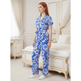 thumbnail image 4 of Conjunto 2 Piezas Estampado Floral, Camisa con Cinturón y Pantalón Amplio, Look Fresco y Elegante para Mujer, 4 of 5