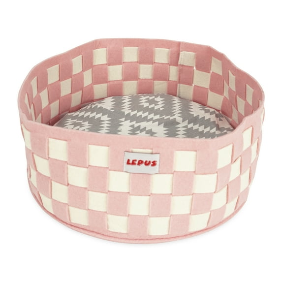 SUSSEXHOME Pets 15.75 x 15.75 x 6.7 Inches Round High Wall Cozy Cat Bed with Pillow for Cats and Small Dogs - Decorative Non-Slip Bolster Inner Cushion Calming Bed - Pink