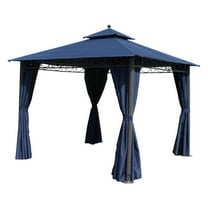 International Caravan St. Kitts 10-foot Aluminum/ Polyester Double-vented and Drapes Square Gazebo, Navy