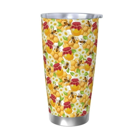 

Salouo Bees Honeycomb Jars Of Honey Flowers Print 20oz Tumbler with Lid Stainless Steel Vacuum Insulated Tumbler Durable Insulated Coffee Mug Thermal Cup with Splash Proof Sliding Lid-Without Straw