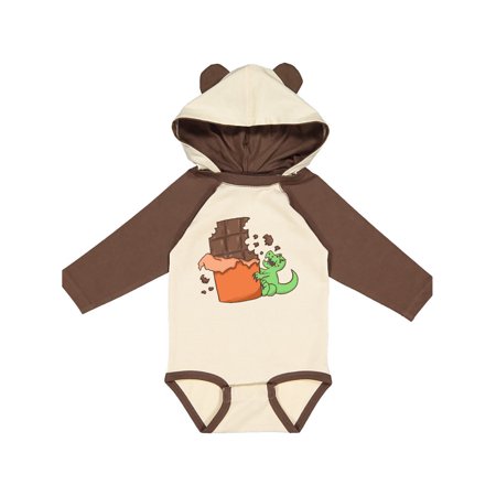 

Inktastic Dino With Chocolate Bar Gift Baby Boy or Baby Girl Long Sleeve Bodysuit
