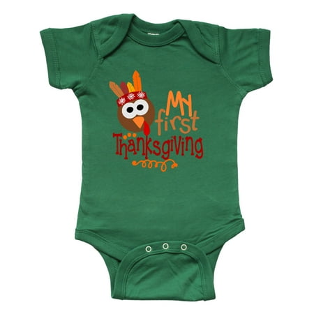 

Inktastic My 1st Thanksgiving Cute Turkey with Feathers Gift Baby Boy or Baby Girl Bodysuit