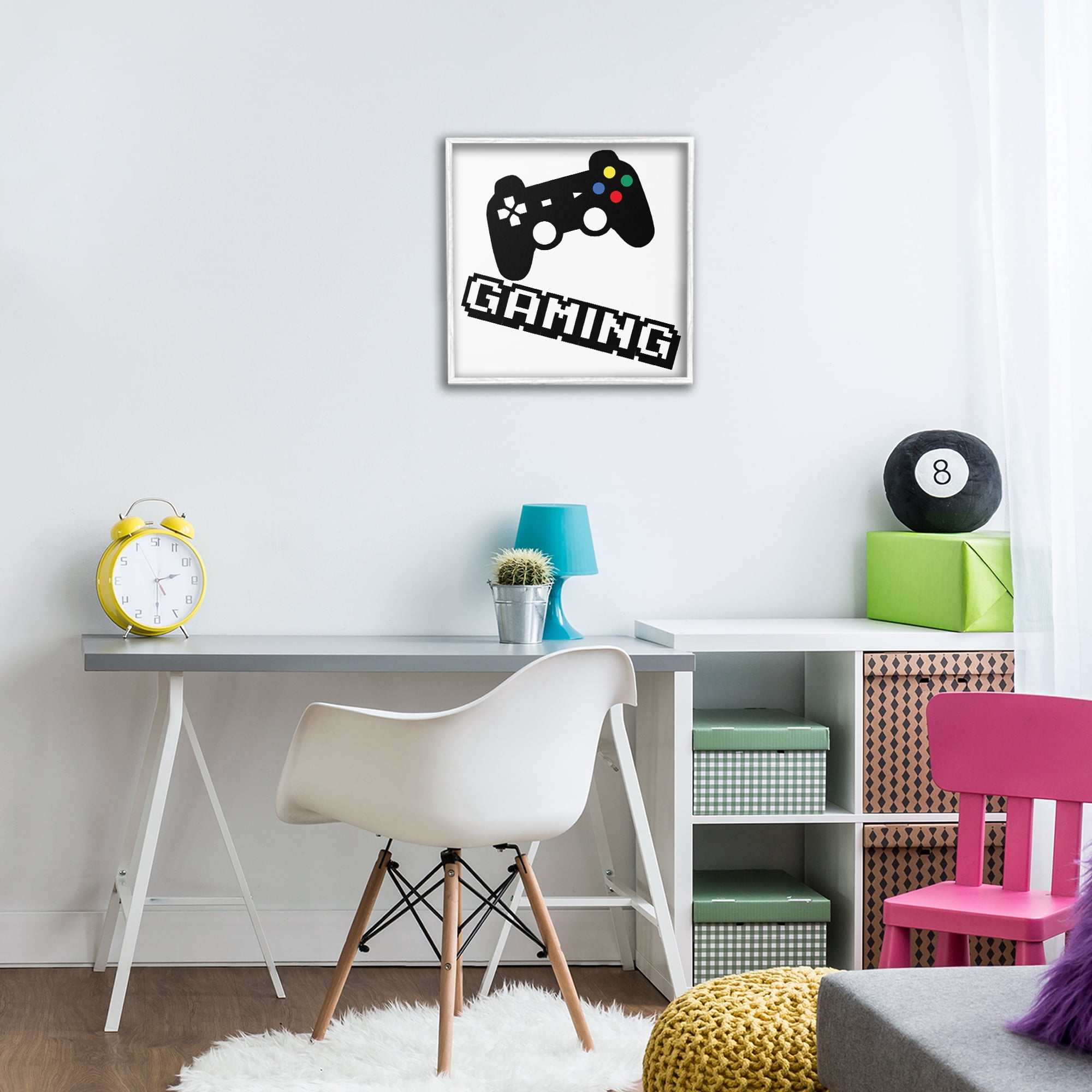 Stupell Industries Playful Pixel Gaming White Framed Giclee Art, design by Marcus Prime