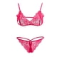 thumbnail image 2 of Conjunto de Lencería Sin Entrepierna de Encaje Elástico para Mujer de Tiras Y Ropa Interior de Rosa Yinane sujetador bragas conjunto, 2 of 8