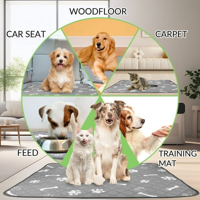 2 Pack Washable Pee Pads for Dogs,Non-Slip Dog Pads with Heavy Absorbency, Reusable Training Pads,18*24inch