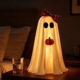 thumbnail image 3 of MYUNNIL 2Pcs Halloween Lighted Standing Ghost Decoration, Cute Light up Warm LED Fabric Ghost Ornament with Pumpkin & Broom, Reusable Freestanding Seasonal Decor for Porch Indoor Party, 16 & 20", 3 of 7