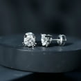 thumbnail image 5 of Rosec Jewels 1/2 CT Moissanite Solitaire Cat Stud Earrings, 4 MM Round Cut Moissanite Earrings, 925 Sterling Silver, 5 of 9