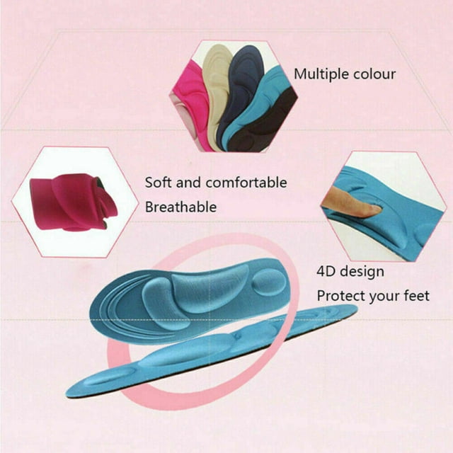 Flat Feet Arch Soft Support Shoe Insole Pad Breathable Elastic Massage Sponge Shoe Inlay Women
