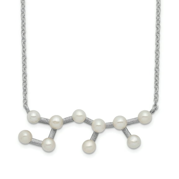 Primal Silver Sterling Silver Rhodium-plated 10 3-4mm Freshwater Cultured Pearl Sagittarius with 1-inch Extension Necklace