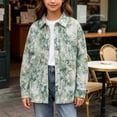thumbnail image 6 of WAVSUF Girls Long Sleeve Jean Jacket Soft Comfort Lightweight Loose Fit Spring Casual Denim Blouse Green 7-8, 6 of 10