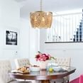 thumbnail image 2 of Sefinn Four 3-Light Beaded Bohemian Antique Brass Corded Electric Chandelier, 2 of 8