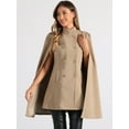 thumbnail image 4 of DARING DIVA Women's Winter Slit Sleeve Double Breasted Cloak Coat Khaki L, 4 of 6