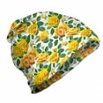 thumbnail image 1 of Blossom Unisex Beanie, Yellow Toned Rose Pattern, Hiking Outdoors, Yellow Green Dark Peach, by Ambesonne, 1 of 1