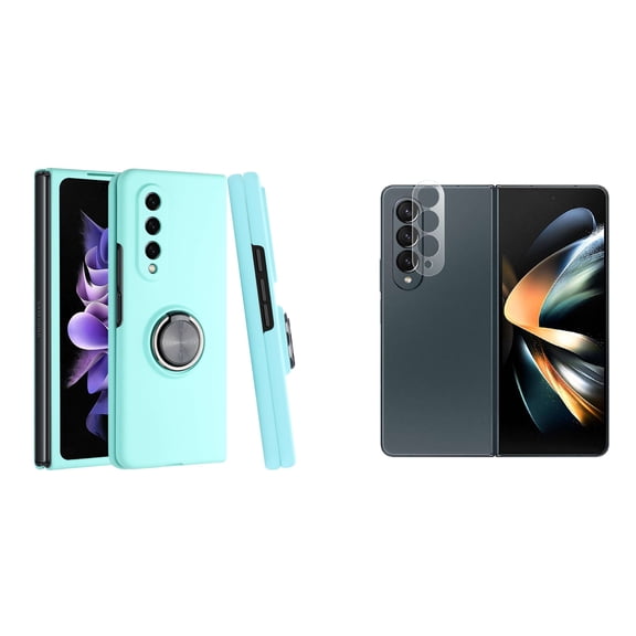 BEMZ Magnetic Ring Car Mount Holder Stand Protective Case (Mint Teal) with Camera Glass Protector for Samsung Galaxy Z Fold 4 5G