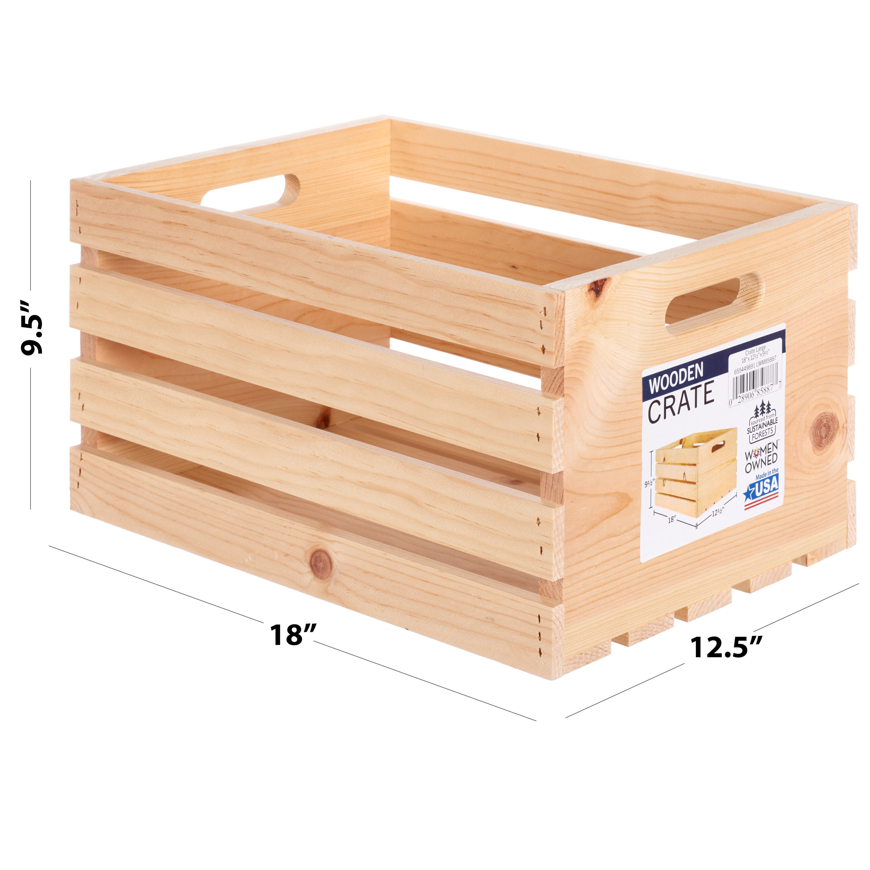 Unfinished Wood Crate 18"