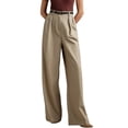 thumbnail image 3 of Women'S High-Waisted Elegant Straight-Cut Business Suit Pants Khaki S, 3 of 10