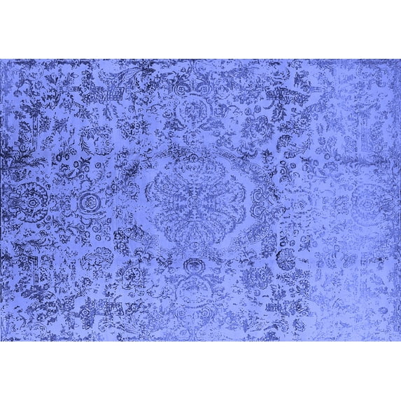 Ahgly Company Indoor Rectangle Oriental Blue Industrial Area Rugs, 7' x 10'