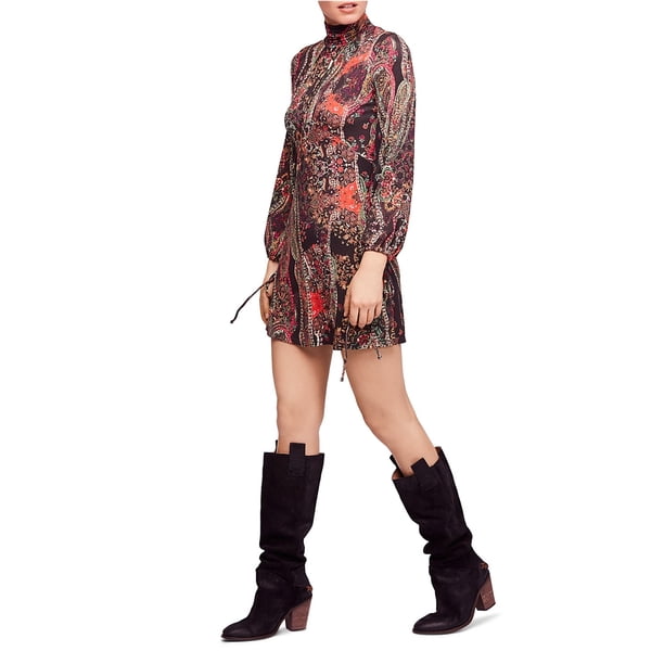 Free People Vestido recto de cuello alto para mujer, negro, pequeño