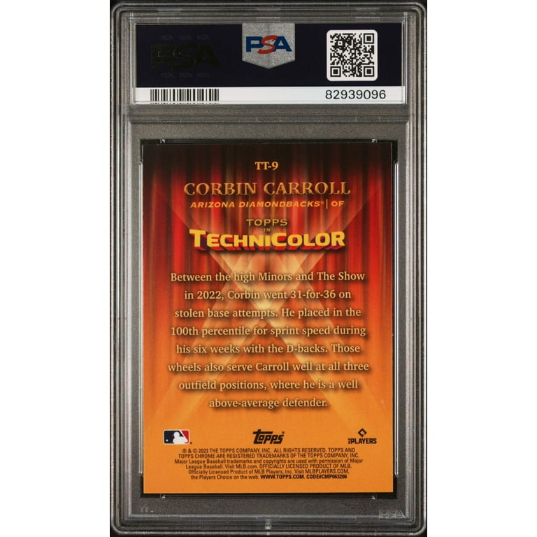 Graded 2023 Topps Chrome Corbin Carroll #TT9 Topps In Technicolor