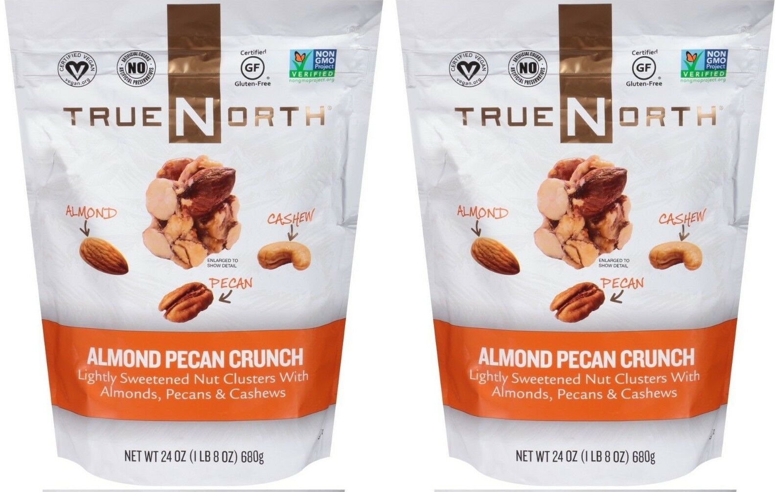 2 PACK True North Almond Pecan Cashew Clusters 48 oz.