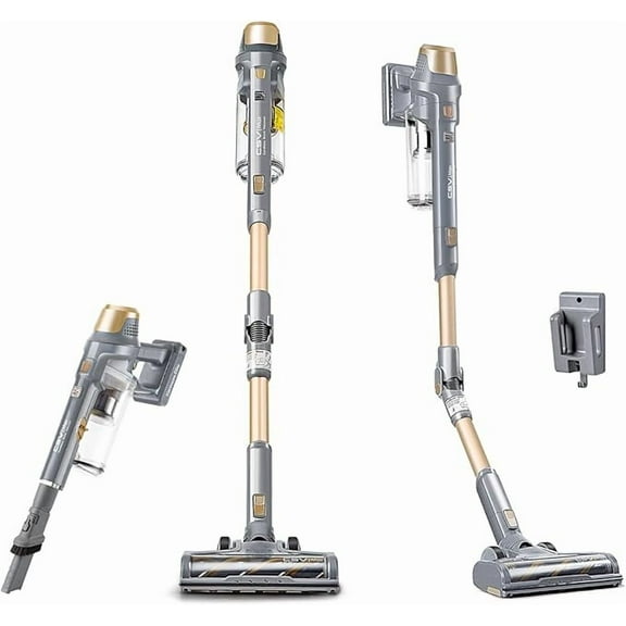 Kenmore DS4095 Brushless Cordless Stick Vacuum with EasyReach Wand, Lightweight Cleaner 2-Speed Power Control, LED Headlight, Converts to Handheld for Hardwood Floors, Carpet & Pet Hair,Gold