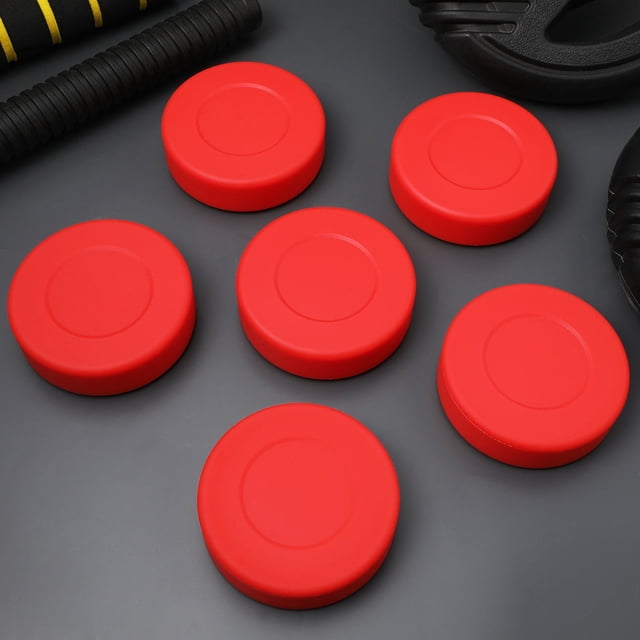 LOLIPPYY 6 Pcs Rondelles de Hockey Rouges Mates en Matériau PVC pour l'Entraînement de Hockey en Extérieur et en Intérieur avec Sac de Rangement