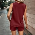 thumbnail image 5 of Hurxie Women's Summer 2 Piece Outfits Sleeveless High Low Spilt Hem Tank Top Biker Shorts Sets Lounge Set Tracksuit Wine,XL, 5 of 6
