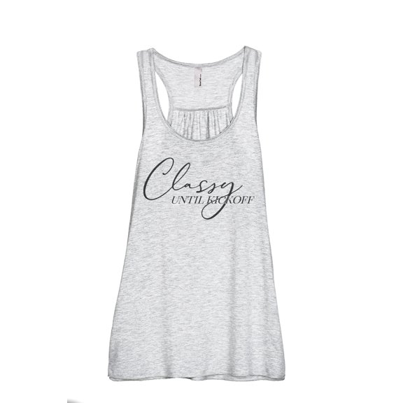 Classy Until Kickoff Women's Fashion Sleeveless Flowy Racerback Workout Yoga Tank Top Sport Grey Large