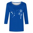 thumbnail image 3 of Tops de Cuello Redondo para las Mujeres Moda Impresa 3/4 Mangas Blusa Casual Top, Estante de Imitación, 3 of 5