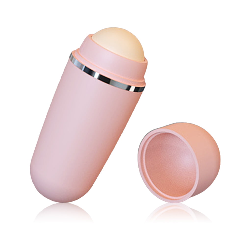 Wrea Plastic Face Oil Absorbing Roller Stone Reusable Handheld Remover Indoor Outdoor Office Dating Skin Care Facial Washing Tools Pink