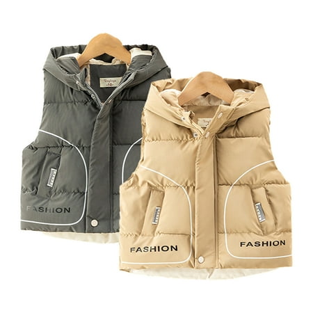 

Esaierr Kids Baby Boys Fall Winter Vest Jacke Toddler Thickened Warm Waistcoat Coats Ong Sleeves Light Zipper Winter Sleeveless Jacket Size 1-6T