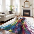 thumbnail image 3 of Rainbow Soccer Washable Area Rug 6 x 9 ft Abstract Paint Trails Artistic Multicolor Fluid Art Ball , Soft Non Slip Rugs Stain Repellent Indoor Felt Carpet for Living Dining Room Bedroom Home Office, 3 of 9