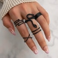 thumbnail image 1 of NETSENG 5 Pcs Black Silver Knuckle Rings Set for Women Aesthetic Stackable Midi Joint Finger Rings Boho Butterfly Stacking Pack for Girls, 1 of 4