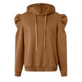 thumbnail image 5 of larppty Women's Trendy Puff Long Sleeve Drawstring Hoodies Trendy Fall Winter Casual Pullover Sweatshirts for Women 2025 (Brown, XL), 5 of 5