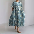 thumbnail image 2 of Ruyang Women Casual Loose Boho Floral Dress with Pockets Short Sleeve Long Maxi Summer Beach Swing Dress Women's Tunic Dress, 2 of 4