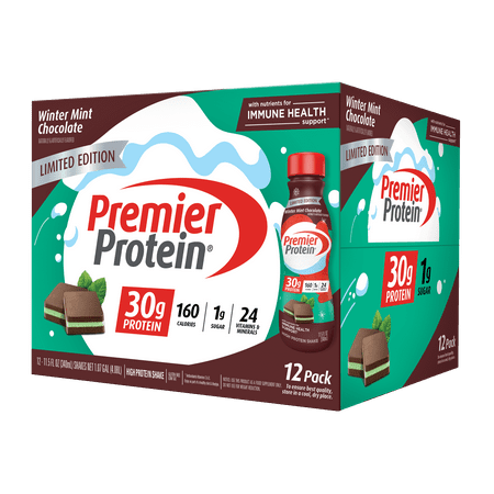 Premier Protein Shake, Winter Mint Chocolate LTO, 30g Protein, 11.5 Fl Oz, 12CT