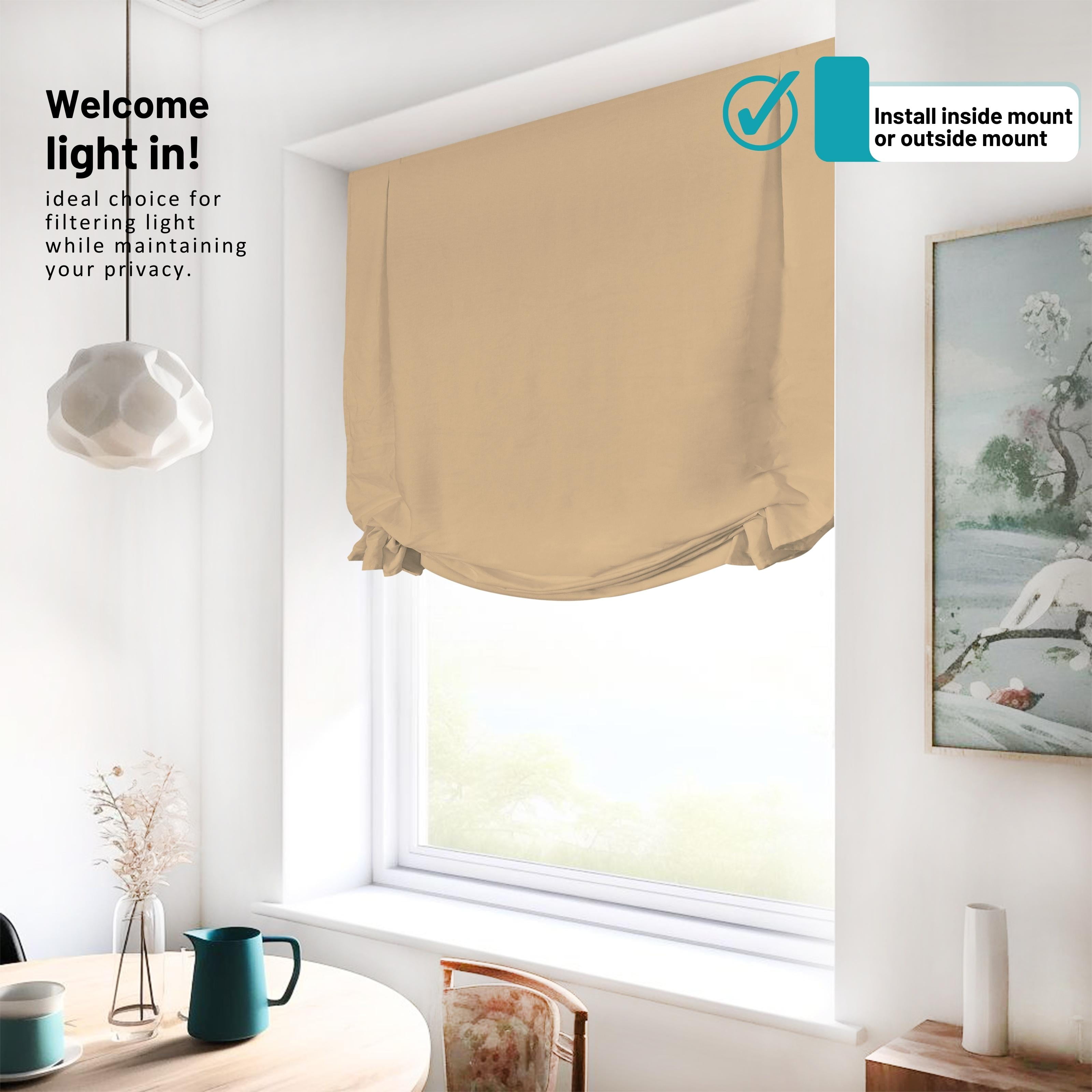Chicology Cordless Roman Shades, Khaki (Tulip), 23"W X 64"H